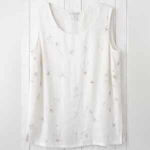 Rena Rowan White Floral Tank Blouse 20W Lined Sleeveless Plus Size Pastel Print